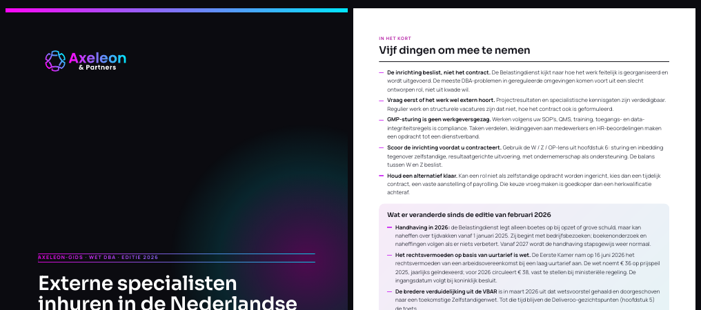 Voorbeeld van Arbeidsrecht en inhuur 2026–2028